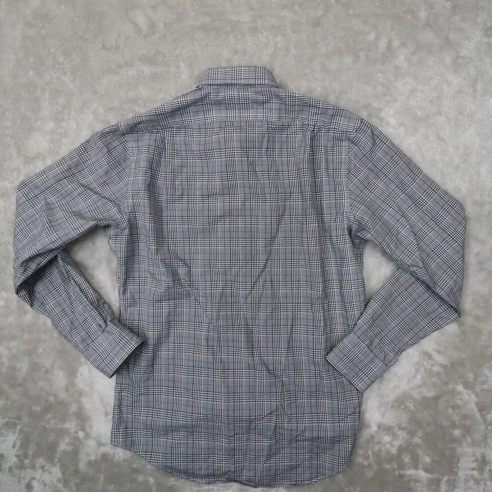 Polo Ralph Lauren Men's Black White Plaid Non-Iron Button‎ Up Shirt size Small